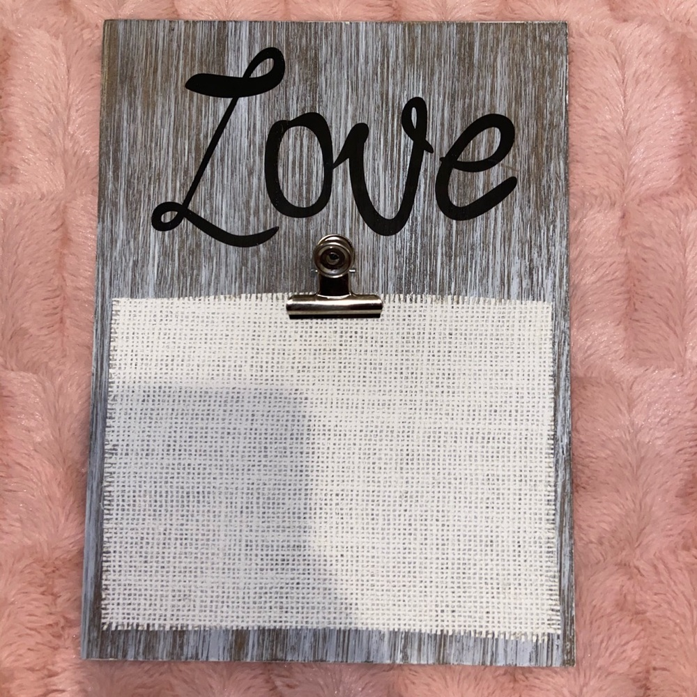 “Love” clipboard, wooden hanging decor